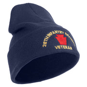 U.S. Army 28th Infantry Division Logo Embroidered 12 Inch Solid Knit Cuff Long Beanie Made in USA - Navy OSFM