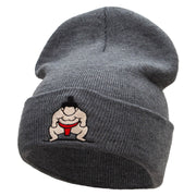 Sumo Embroidered 12 Inch Long Knitted Beanie