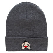 Sumo Embroidered 12 Inch Long Knitted Beanie