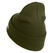 U.S. Army 28th Infantry Division Logo Embroidered 12 Inch Solid Knit Cuff Long Beanie Made in USA - Olive OSFM