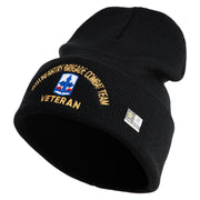 U.S. Army 29th Infantry Brigade Combat Team Logo Embroidered 12 Inch Solid Knit Cuff Long Beanie Made in USA - Black OSFM