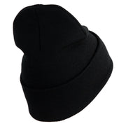 U.S. Army 29th Infantry Brigade Combat Team Logo Embroidered 12 Inch Solid Knit Cuff Long Beanie Made in USA - Black OSFM