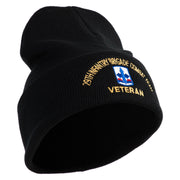 U.S. Army 29th Infantry Brigade Combat Team Logo Embroidered 12 Inch Solid Knit Cuff Long Beanie Made in USA - Black OSFM