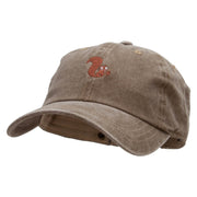 Cute Squirrel Embroidered Unstructured Pigment Dyed Cotton Cap - Brown OSFM