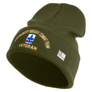 U.S. Army 29th Infantry Brigade Combat Team Logo Embroidered 12 Inch Solid Knit Cuff Long Beanie Made in USA - Olive OSFM