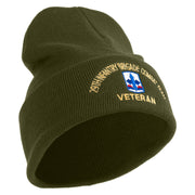 U.S. Army 29th Infantry Brigade Combat Team Logo Embroidered 12 Inch Solid Knit Cuff Long Beanie Made in USA - Olive OSFM