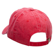 Cute Squirrel Embroidered Unstructured Pigment Dyed Cotton Cap - Red OSFM