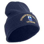 U.S. Army 29th Infantry Brigade Combat Team Logo Embroidered 12 Inch Solid Knit Cuff Long Beanie Made in USA - Navy OSFM