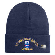 U.S. Army 29th Infantry Brigade Combat Team Logo Embroidered 12 Inch Solid Knit Cuff Long Beanie Made in USA - Navy OSFM