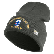U.S. Army 29th Infantry Brigade Combat Team Logo Embroidered 12 Inch Solid Knit Cuff Long Beanie Made in USA - Charcoal OSFM