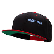 Sushi Man Embroidered Wool Blend Classic Snapback - Black-Red OSFM