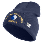 U.S. Army 29th Infantry Division Logo Embroidered 12 Inch Solid Knit Cuff Long Beanie Made in USA - Navy OSFM