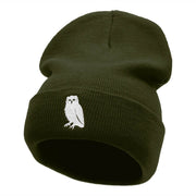 Gazing Owl Embroidered 12 Inch Long Knitted Beanie