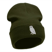 Gazing Owl Embroidered 12 Inch Long Knitted Beanie