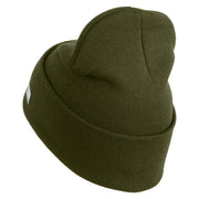 U.S. Army 29th Infantry Division Logo Embroidered 12 Inch Solid Knit Cuff Long Beanie Made in USA - Olive OSFM