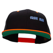 Sushi Man Embroidered Wool Blend Classic Snapback - Black-Orange OSFM