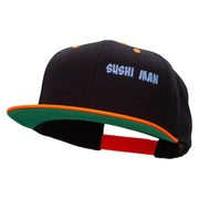 Sushi Man Embroidered Wool Blend Classic Snapback - Black-Orange OSFM