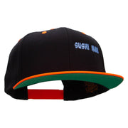 Sushi Man Embroidered Wool Blend Classic Snapback - Black-Orange OSFM