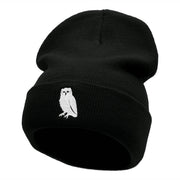 Gazing Owl Embroidered 12 Inch Long Knitted Beanie