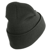 U.S. Army 29th Infantry Division Logo Embroidered 12 Inch Solid Knit Cuff Long Beanie Made in USA - Charcoal OSFM