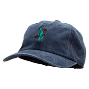 Flowery Cactus Embroidered Unstructured Pigment Dyed Cotton Cap - Navy OSFM