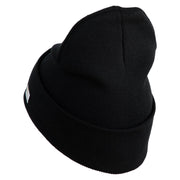 U.S. Army 32nd Infantry Brigade Logo Embroidered 12 Inch Solid Knit Cuff Long Beanie Made in USA - Black OSFM