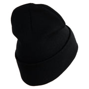 U.S. Army 32nd Infantry Brigade Logo Embroidered 12 Inch Solid Knit Cuff Long Beanie Made in USA - Black OSFM