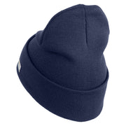 U.S. Army 32nd Infantry Brigade Logo Embroidered 12 Inch Solid Knit Cuff Long Beanie Made in USA - Navy OSFM