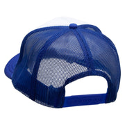 Retro Flower Embroidered Foam Panel Mesh Snapback - Royal-White OSFM