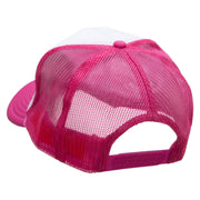 Retro Flower Embroidered Foam Panel Mesh Snapback - Pink-White OSFM