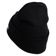 U.S. Army 33rd Infantry Brigade Combat Team Logo Embroidered 12 Inch Solid Knit Cuff Long Beanie Made in USA - Black OSFM