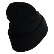 U.S. Army 33rd Infantry Brigade Combat Team Logo Embroidered 12 Inch Solid Knit Cuff Long Beanie Made in USA - Black OSFM