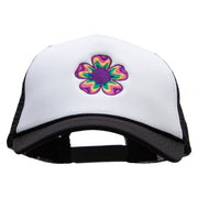 Retro Flower Embroidered Foam Panel Mesh Snapback