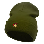 The Trojan Helmet Embroidered 12 Inch Long Knitted Beanie