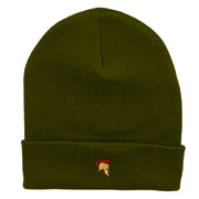 The Trojan Helmet Embroidered 12 Inch Long Knitted Beanie