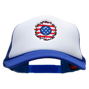 United Flower Embroidered Foam Panel Mesh Snapback - Royal-White OSFM