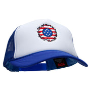 United Flower Embroidered Foam Panel Mesh Snapback - Royal-White OSFM