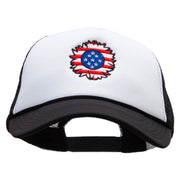 United Flower Embroidered Foam Panel Mesh Snapback - Black-White OSFM