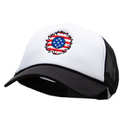 United Flower Embroidered Foam Panel Mesh Snapback - Black-White OSFM