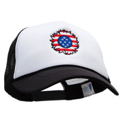 United Flower Embroidered Foam Panel Mesh Snapback - Black-White OSFM