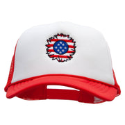 United Flower Embroidered Foam Panel Mesh Snapback - White-Red OSFM