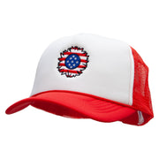 United Flower Embroidered Foam Panel Mesh Snapback - White-Red OSFM