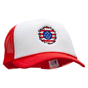 United Flower Embroidered Foam Panel Mesh Snapback - White-Red OSFM