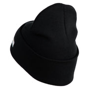 U.S. Army 34th Infantry Division Logo Embroidered 12 Inch Solid Knit Cuff Long Beanie Made in USA - Black OSFM