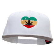 Love Marijuana Embroidered Superior Cotton Twill Flat Bill Snapback Prostyle Cap - White OSFM