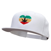 Love Marijuana Embroidered Superior Cotton Twill Flat Bill Snapback Prostyle Cap - White OSFM