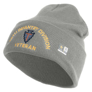 U.S. Army 36th Infantry Division Logo Embroidered 12 Inch Solid Knit Cuff Long Beanie Made in USA - Dk-Ash OSFM