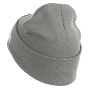 U.S. Army 36th Infantry Division Logo Embroidered 12 Inch Solid Knit Cuff Long Beanie Made in USA - Dk-Ash OSFM