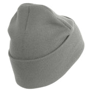 U.S. Army 36th Infantry Division Logo Embroidered 12 Inch Solid Knit Cuff Long Beanie Made in USA - Dk-Ash OSFM