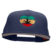 Love Marijuana Embroidered Superior Cotton Twill Flat Bill Snapback Prostyle Cap - Navy OSFM